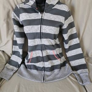 Billabong Gray and Black Striped Women's Hoodie